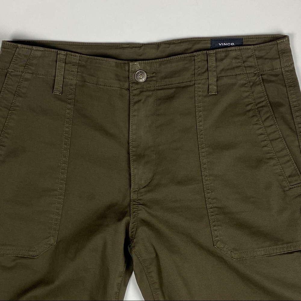 Vince Dark Willow Green Cotton Utility Pants - Picture 3 of 10